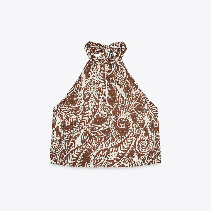 Moudda ZARA - Ensemble Top Brodé - Imprimé Bicolore & Halter - Tunisie 1