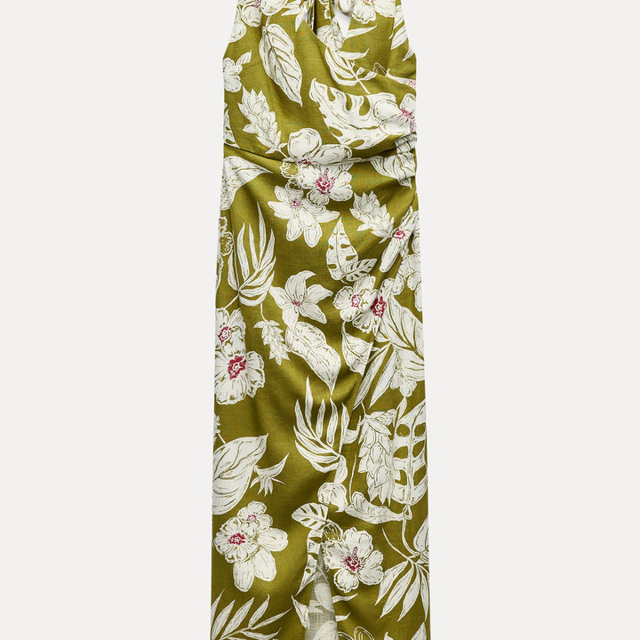 Moudda ZARA - Robe mi-longue lin/viscose décolleté dos imprimé - Tunisie 2