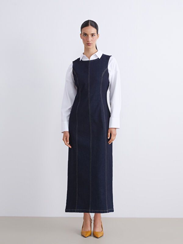 Moudda LC Waikiki - Robe tissée manches courtes denim Femme Rodéo noir - Tunisie 1