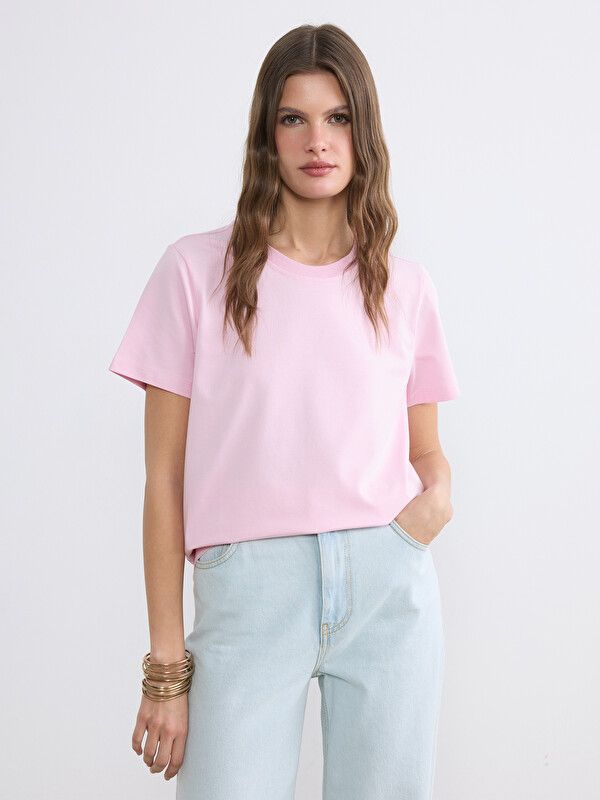 Moudda LC Waikiki - Body basique manches courtes en jersey pour Femme couleur  Rose lilas - Tunisie 1