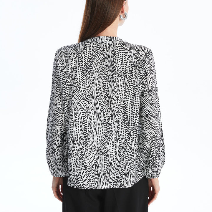 Moudda LC Waikiki - Blouse tissée imprimée manches longues Femme Imprimé en noir - Tunisie 5