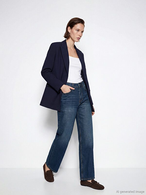 Moudda LC Waikiki - Jean basique en denim pour Femme couleur Teinte Bleu indigo moyenne - Tunisie 1