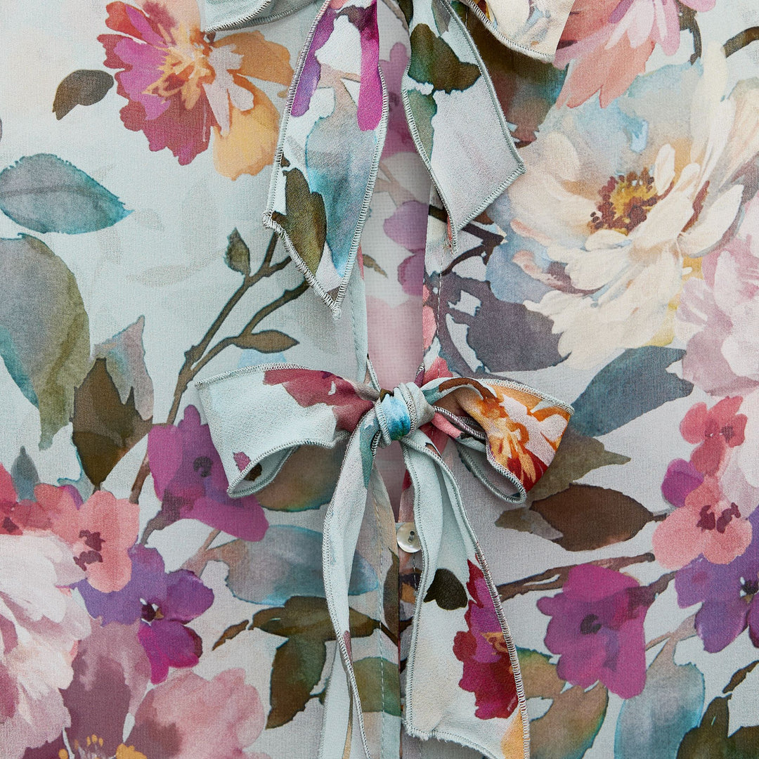 Moudda ZARA - Chemise Crêpe - Imprimé Floral, Volants & Bouton - Tunisie 3