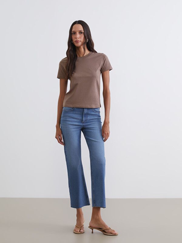 Moudda LC Waikiki - Body basique manches courtes en jersey pour Femme couleur Marron clair - Tunisie 2