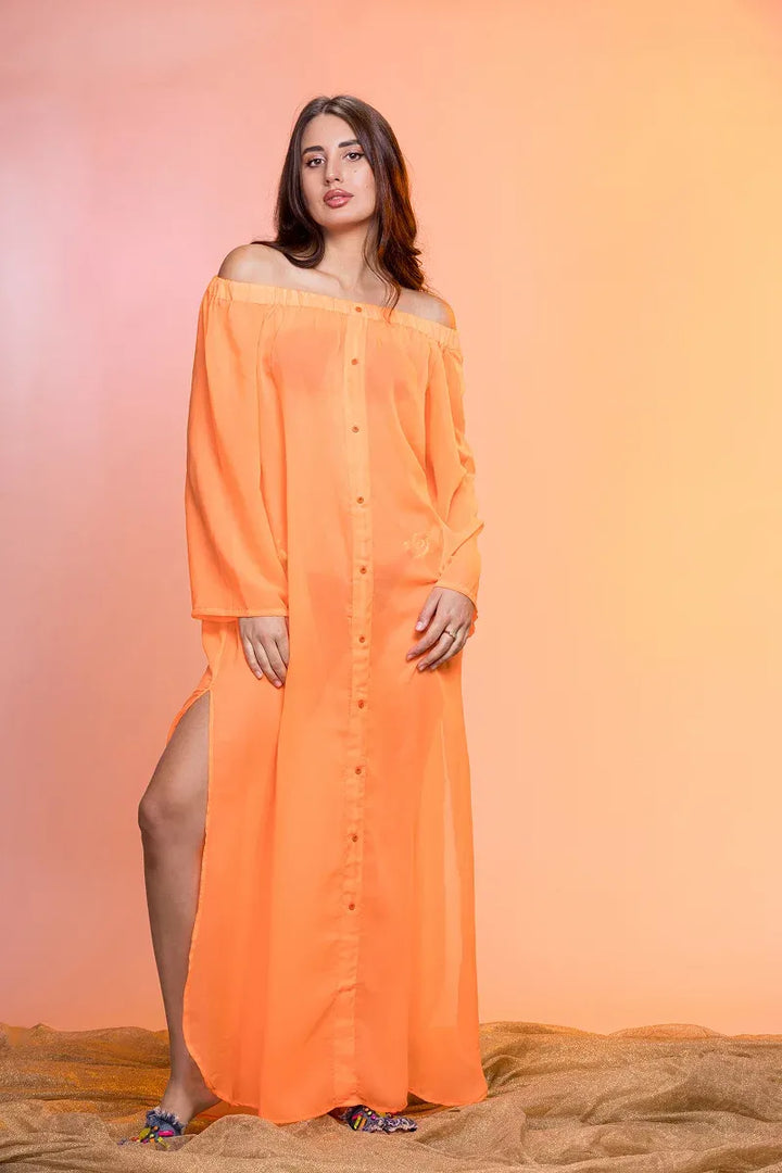 Moudda Tresors De Mimi - Robe de plage Tiaré Orange - Tunisie 4