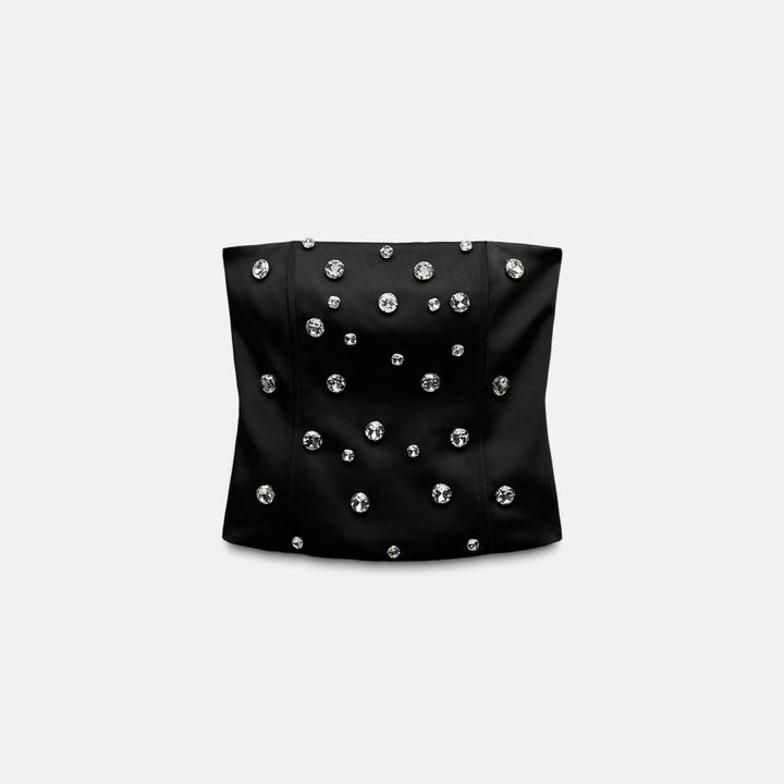 Moudda ZARA - Haut satiné bustier col bateau, strass - Tunisie 1