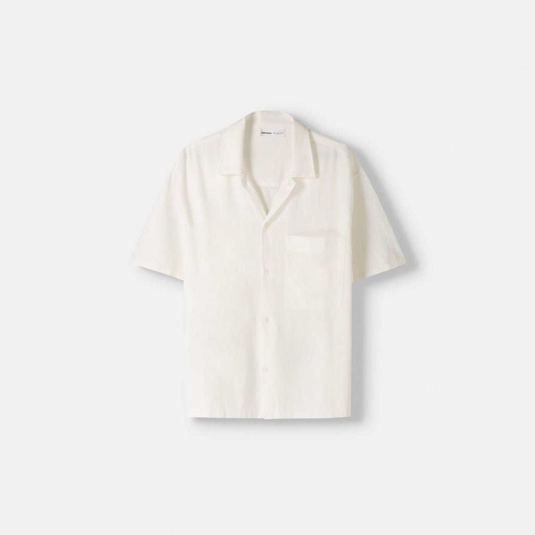 Moudda BERSHKA - Chemise Manches Courtes Relax Lin et Viscose - Tunisie 2