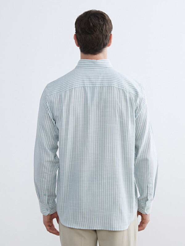 Moudda LC Waikiki - Chemise rayée manches longues en tissu pour Homme couleur Vert kaki rayé - Tunisie 4