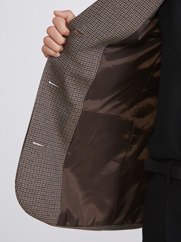 Moudda LC Waikiki - Veste tissée Femme À carreaux bruns - Tunisie 4