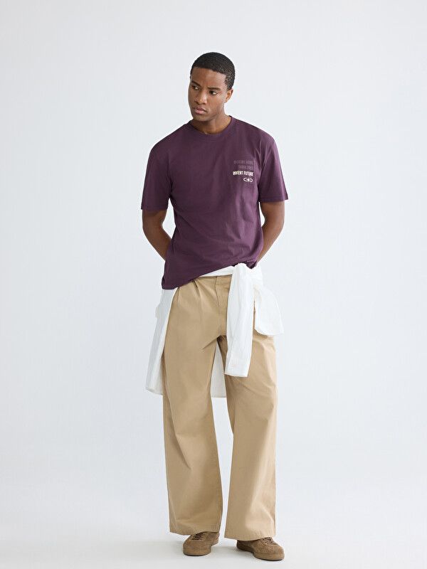 Moudda LC Waikiki - T-shirt imprimé manches courtes en jersey pour Homme couleur Prune - Tunisie 2
