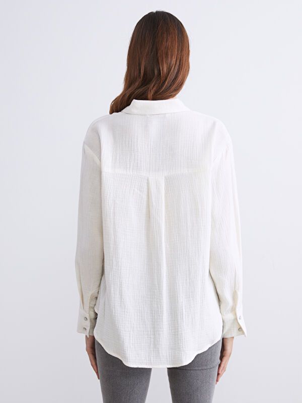 Moudda LC Waikiki - Chemise tissée manches longues Femme Beige - Tunisie 4