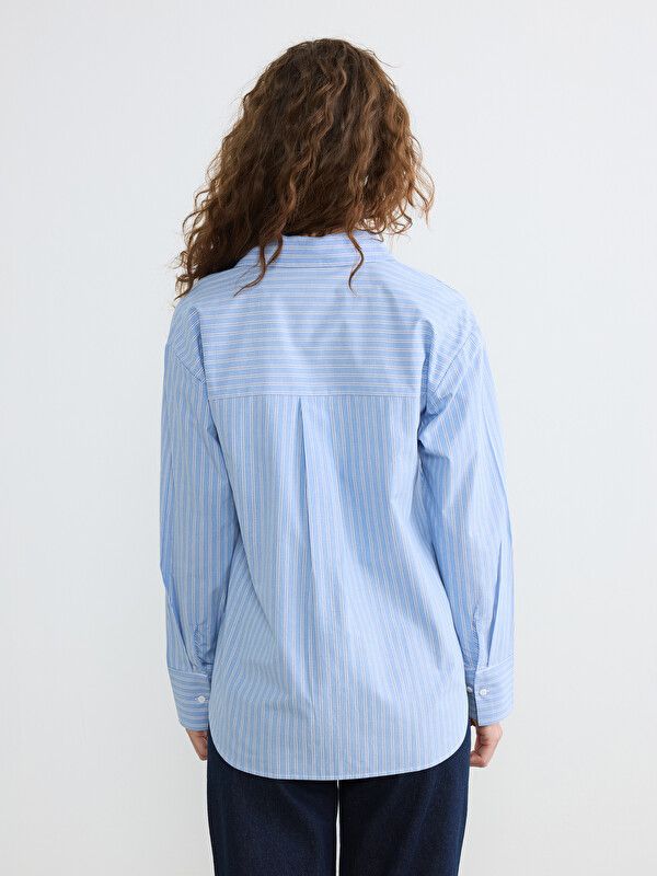 Moudda LC Waikiki - Chemise manches longues en tissu pour Femme couleur Bleu rayé - Tunisie 4