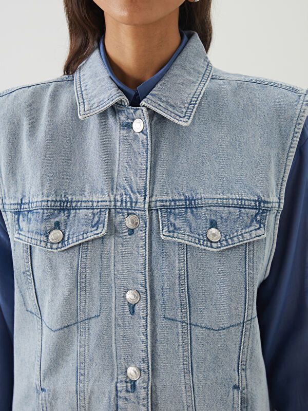 Moudda LC Waikiki - Débardeur tissé denim Femme Canne indigo clair - Tunisie 3