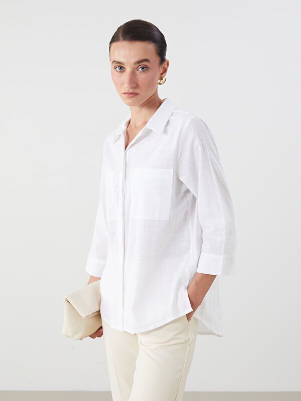 Moudda LC Waikiki - Chemise tissée manches longues Femme Ecru - Tunisie 1