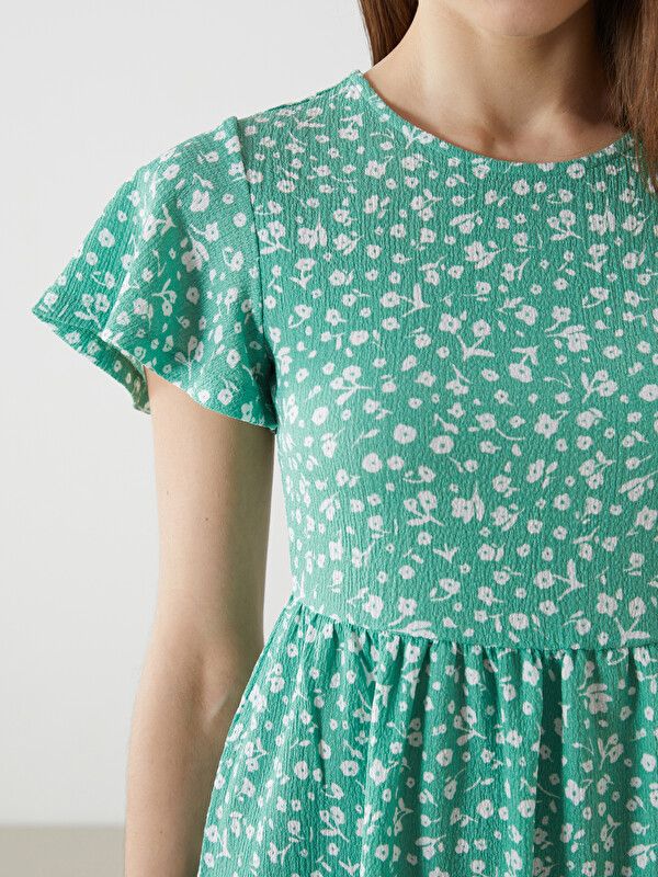 Moudda LC Waikiki - Robe maternité en jersey manches courtes pour Femme couleur Vert imprimé - Tunisie 3