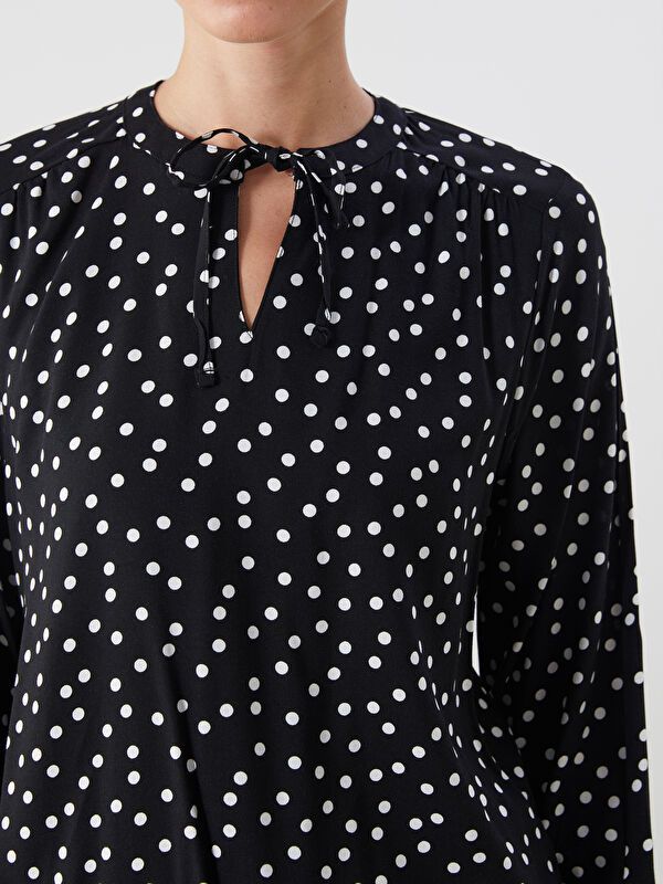 Moudda LC Waikiki - Blouse tissée imprimée manches longues Femme Imprimé en noir - Tunisie 3