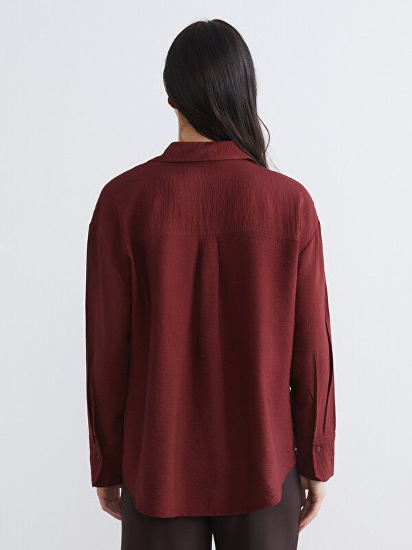 Moudda LC Waikiki - Chemise manches longues en tissu maternité pour Femme couleur Bordeaux - Tunisie 4