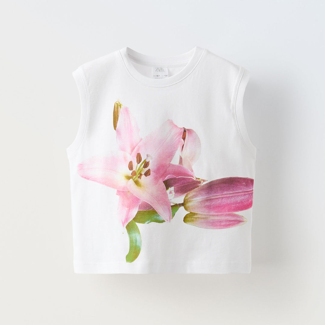 Moudda ZARA - T-shirt imprimé photo floral rose - Tunisie 1