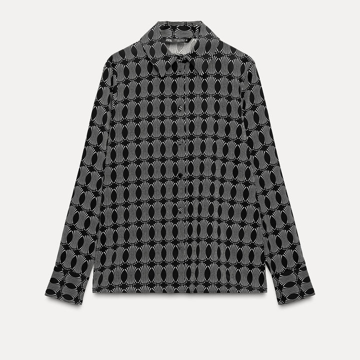 Moudda ZARA - Chemise en crêpe manches longues, imprimé géométrique - Tunisie 2