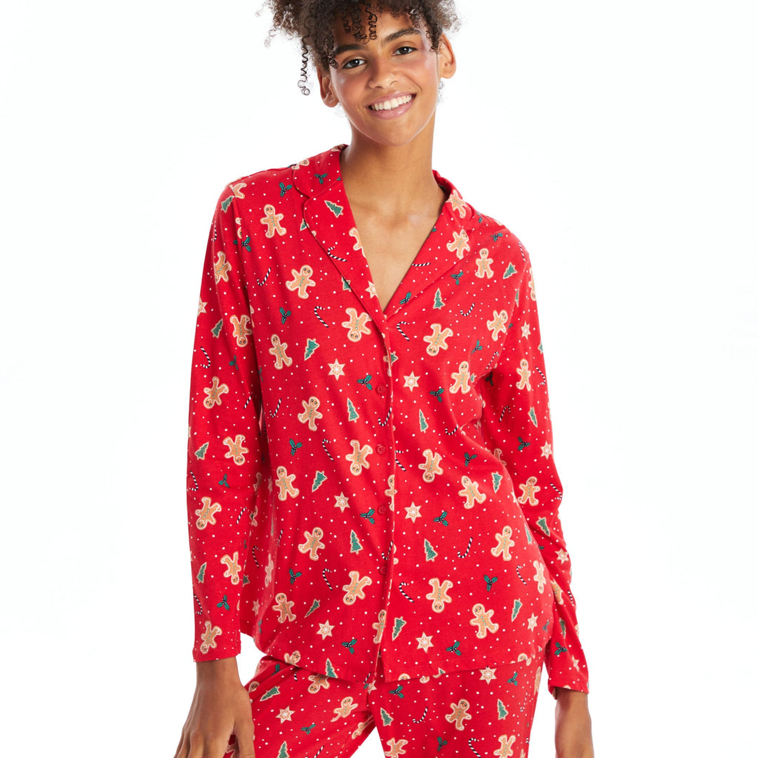 Moudda LC Waikiki - Pyjama en jersey manches longues Femme Impression rouge vif - Tunisie 1