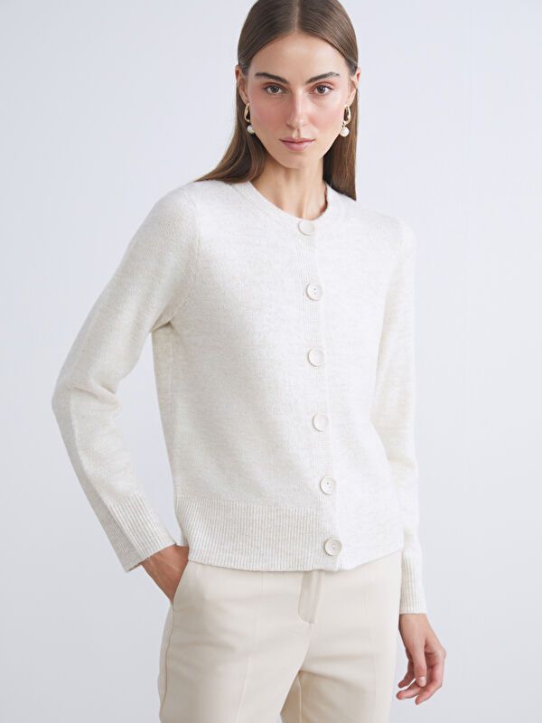 Moudda LC Waikiki - Cardigan tricot épais Femme Moi à l'avoine beige - Tunisie 1