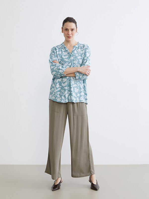 Moudda LC Waikiki - Chemise imprimée manches longues en tissu pour Femme couleur Bleu terne imprimé - Tunisie 2