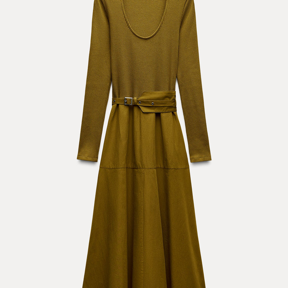 Moudda ZARA - Robe mi-longue combinée fluide ceinture boucle manches longues - Tunisie 2