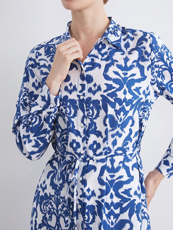 Moudda LC Waikiki - Tunique tissée imprimée manches longues Femme Imprimé marine - Tunisie 3