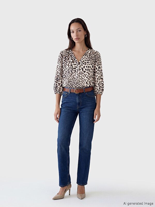 Moudda LC Waikiki - Chemisier (blouse) imprimé manches courtes en tissu pour Femme couleur Imprimé mixte - Tunisie 2