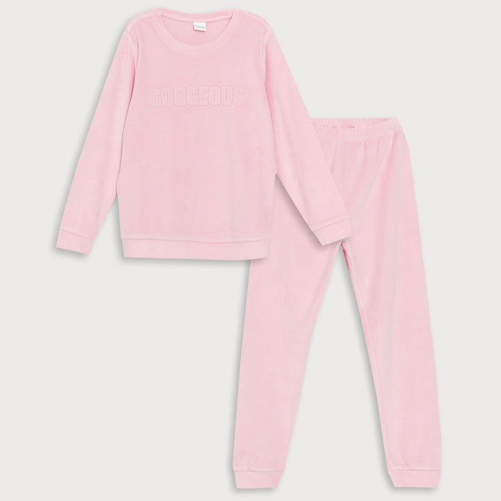 Moudda LC Waikiki - Pyjama en jersey manches longues épais Fille Rose - Tunisie 1