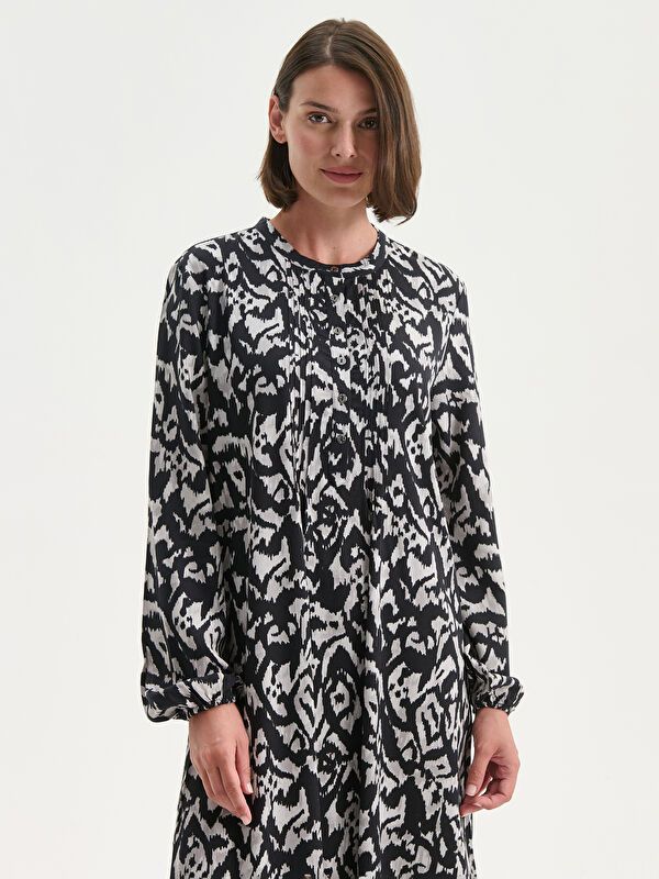 Moudda LC Waikiki - Robe tissée manches longues Femme Imprimé en noir - Tunisie 1