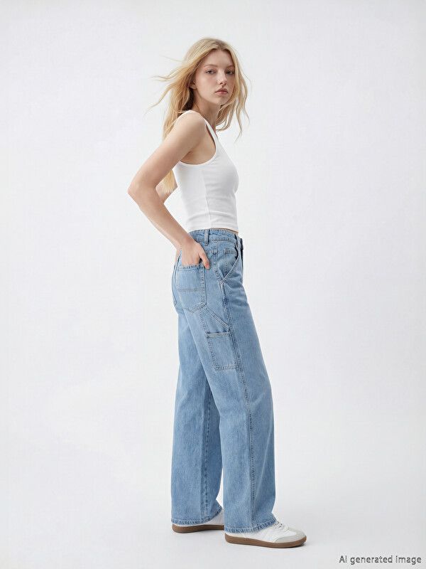 Moudda LC Waikiki - Pantalon en jean pour Femme couleur Bleu clair - Tunisie 1