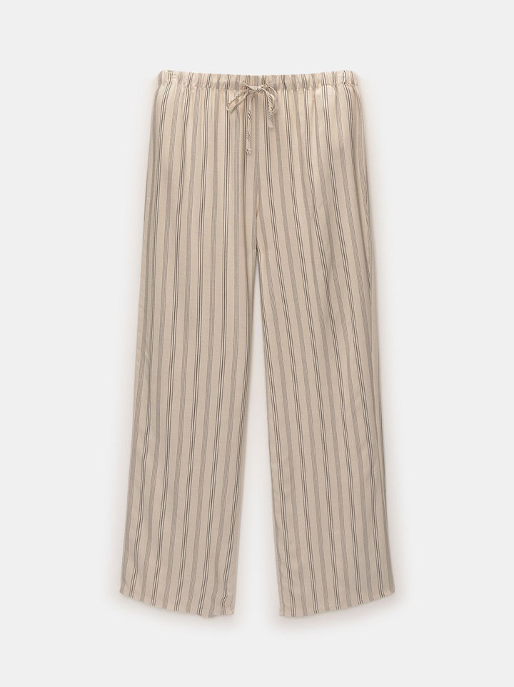 Moudda PULL & BEAR - Pantalon Jambe Large Rayures Écru - Tunisie 1