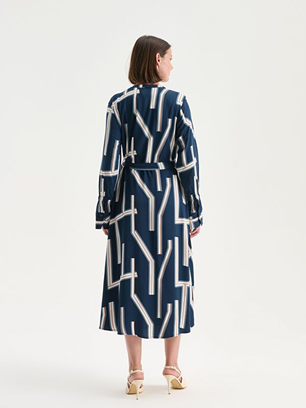 Moudda LC Waikiki - Robe tissée manches longues Femme Imprimé marine - Tunisie 4