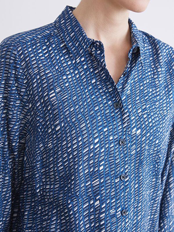 Moudda LC Waikiki - Chemise tissée imprimée manches longues Femme Imprimé à l'indigo - Tunisie 3