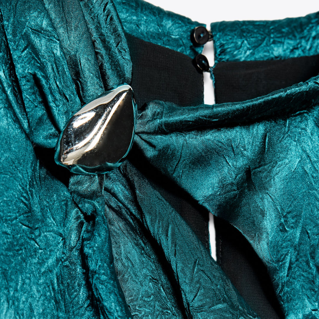 Moudda ZARA - Robe Midi Satin - Drapé & Applique - Tunisie 3