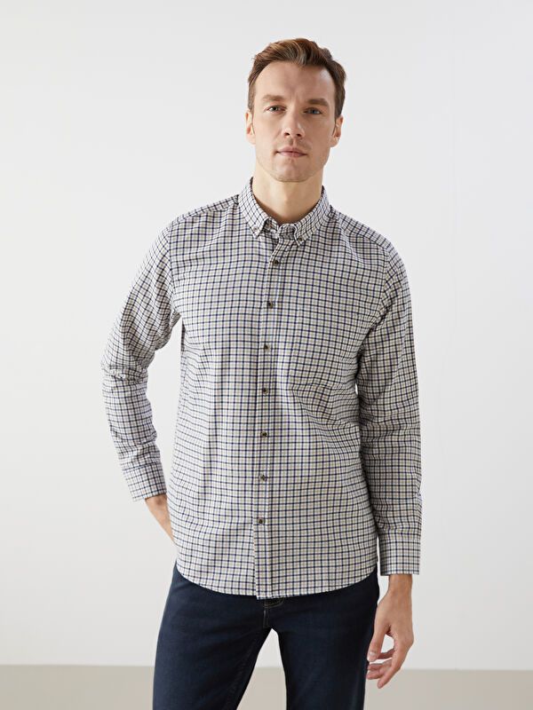 Moudda LC Waikiki - Chemise à carreaux tissée à manches longues pour Hommes - Tunisie 1