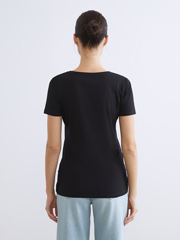 Moudda LC Waikiki - Body basique manches courtes en jersey pour Femme couleur Noir - Tunisie 4
