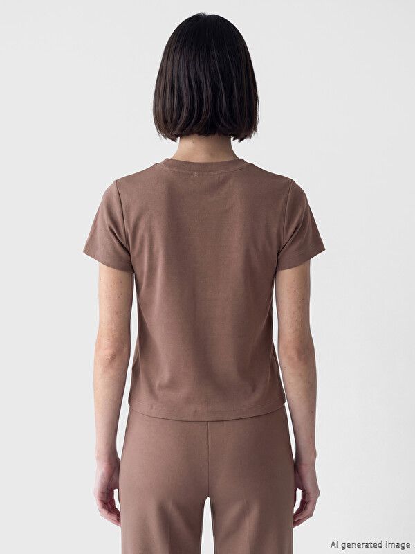 Moudda LC Waikiki - Pack jersey à maches courtes pour Femme couleur Marron clair - Tunisie 4