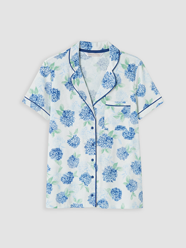 Moudda LC Waikiki - Pyjama manches courtes en jersey pour Femme couleur Écru imprimé - Tunisie 2