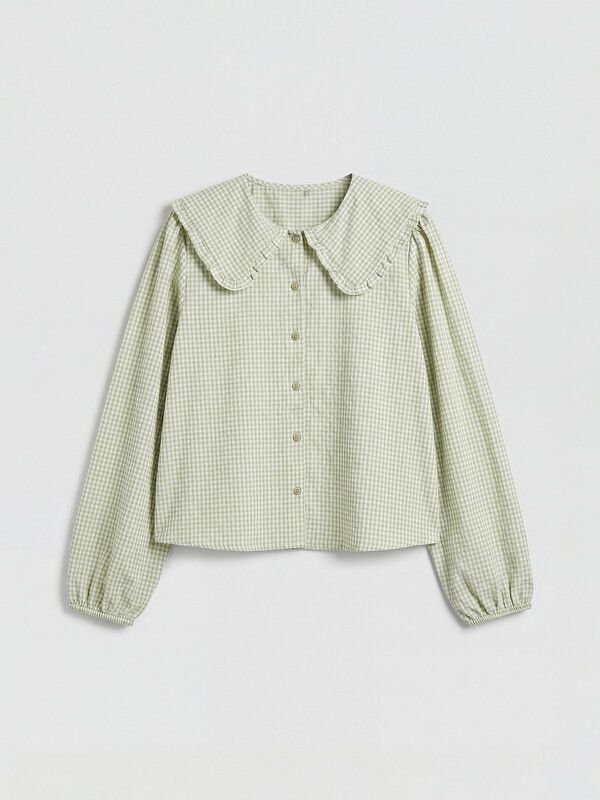 Moudda LC Waikiki - Chemise manches longues en tissu pour Femme couleur Vert menthe à carreaux - Tunisie 1
