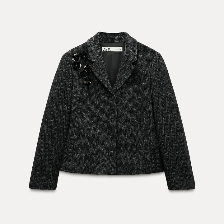 Moudda ZARA - Combinaison 536 veste mini épi avec appliqués fleurs - Tunisie 1