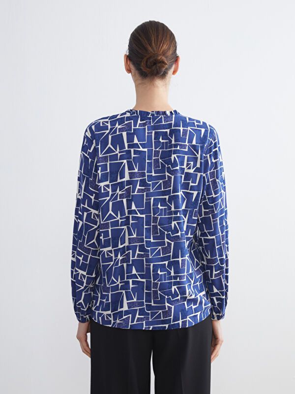 Moudda LC Waikiki - Chemise tissée imprimée manches longues Femme Imprimé marine - Tunisie 4