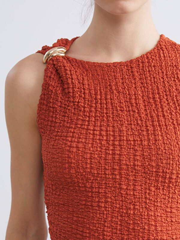 Moudda LC Waikiki - Robe en jersey manches courtes Femme Orange terne - Tunisie 3