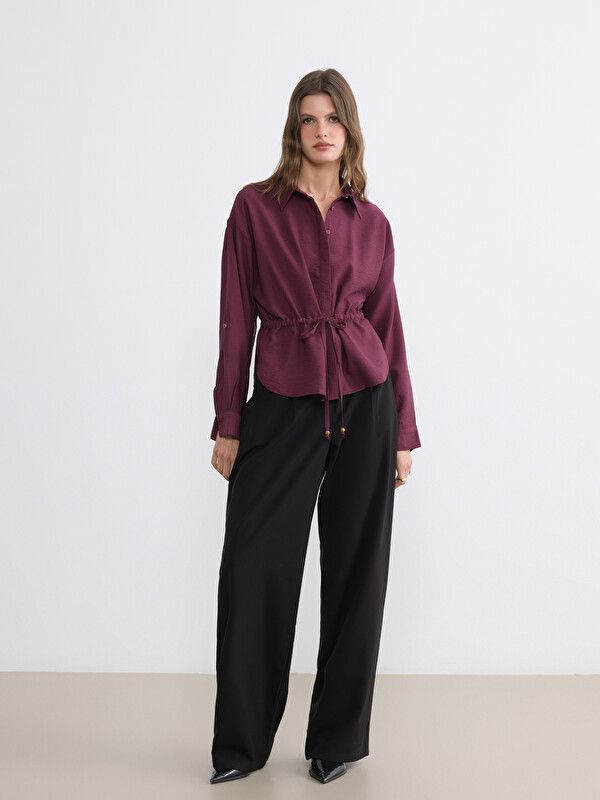 Moudda LC Waikiki - Chemise manches longues en tissu pour Femme couleur Bordeaux - Tunisie 2