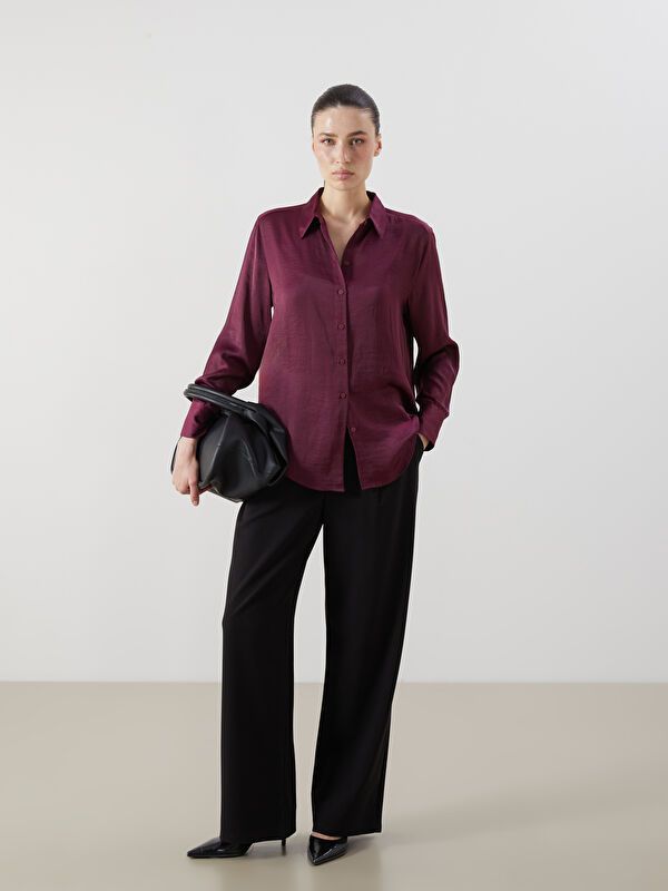 Moudda LC Waikiki - Chemise tissée manches longues Femme Prune - Tunisie 2