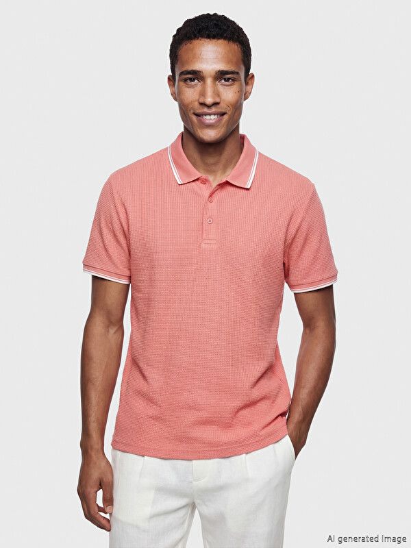 Moudda LC Waikiki - T-shirt manches courtes en jersey pour Homme couleur Corail terne - Tunisie 1
