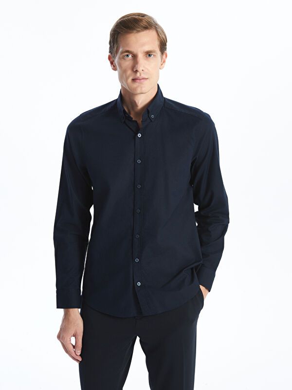 Moudda LC Waikiki - Chemise tissée manches longues Homme Marine - Tunisie 1