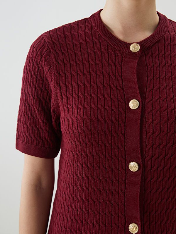 Moudda LC Waikiki - Cardigan fin en tricot Femme Bordeaux - Tunisie 3