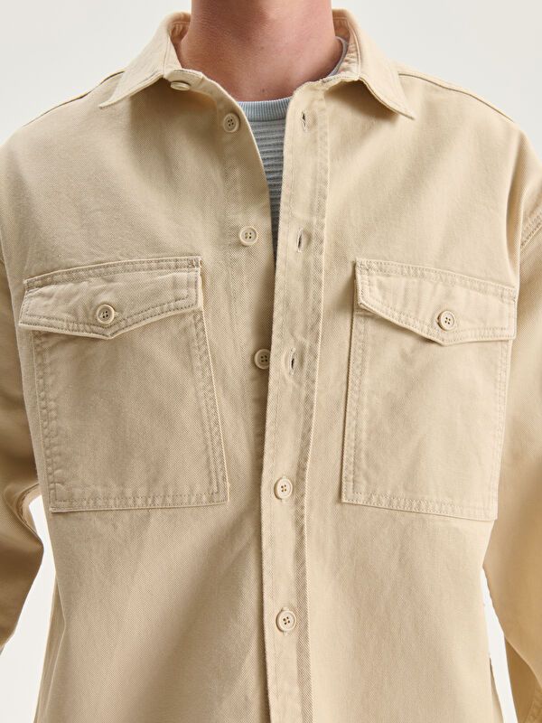 Moudda LC Waikiki - Veste-chemise tissée Homme Beige - Tunisie 3